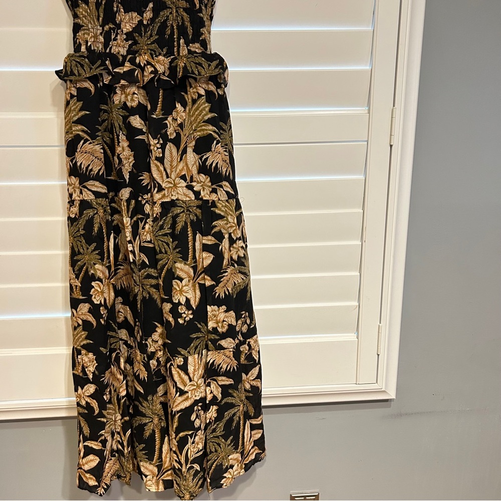 Seafolly Singapore Castaway Shirring Dress Black Tan Multi Size Large - Picture 8 of 9